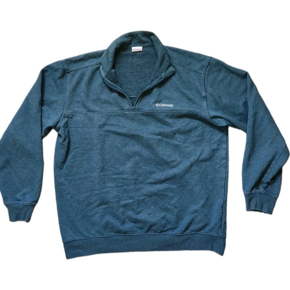 Columbia Sportswear Teal Fleece 1/4 Zip Pullover Sweatshirt Mens XL GUC
